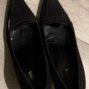 Women’s Prada black suede heel with pointed toe